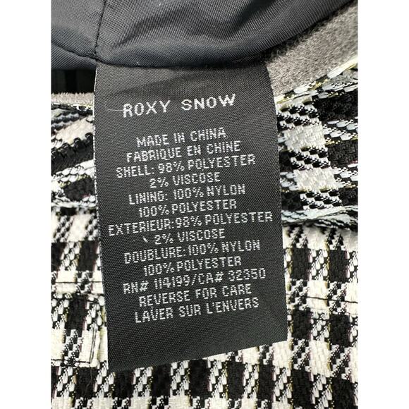 ROXY 5000 Size XS LimitedEdition Snow Jacket With Faux Fur Trim Hood Checkered - Picture 13 of 13